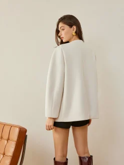 Metal-Button Wrap Warm Coat