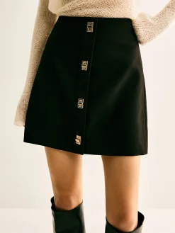 Metal-Decor Zipper Mini Skirt