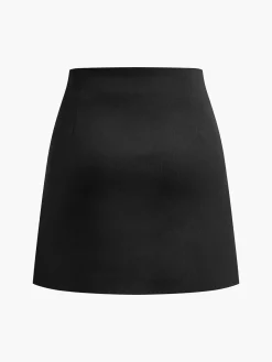 Metal-Decor Zipper Mini Skirt