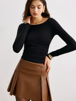 Metal-Detail Backless Jersey Top