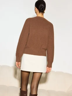 Metal-Detail Button Split Short Cardigan