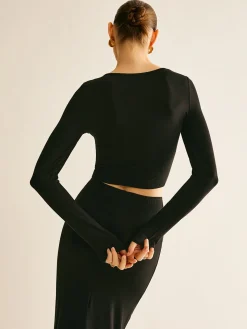 Metal-Detail Cutout Slim Skirt Set