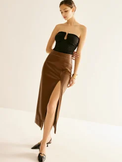 Metal-Detail Cutout Tube Top