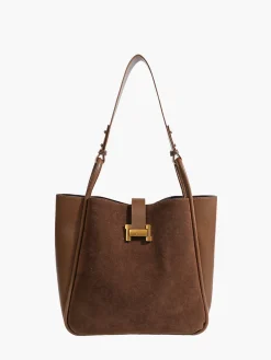 Metal-Detail Panel Tote Bag