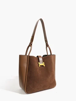 Metal-Detail Panel Tote Bag