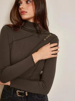 Metal-Detail Piping Jersey Top