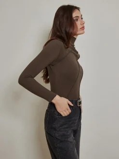 Metal-Detail Piping Jersey Top