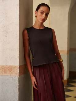 Metal-Detail Regular Fit Sweater Vest