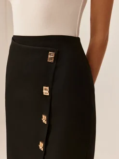 Metal-Detail Split Midi Skirt