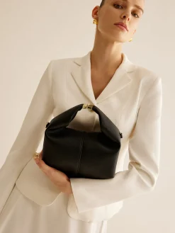 Metal-Detail Top Handle Rounded Bag
