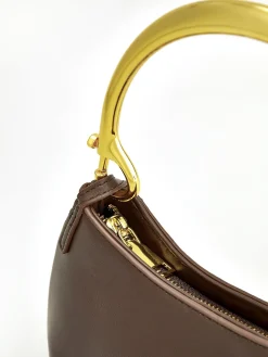 Metal-Handle Zipper Armpit Bag