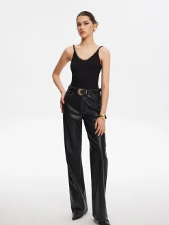 Metal-Trim Spaghetti Strap Sweater Vest