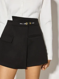 Mid-Waist Belt-Design Zipper Skort