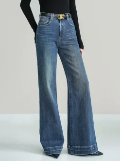 Mid-Waist Bootcut Denim Jeans Without Belt