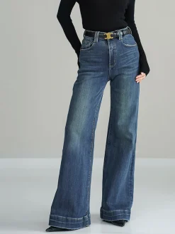 Mid-Waist Bootcut Denim Jeans Without Belt