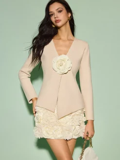 Mid-Waist 3D Flower Zipper Mini Skirt