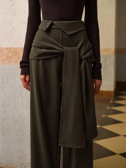 Mid-Waist Knotted Pants