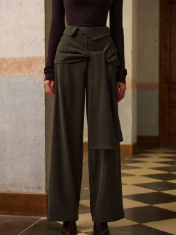 Mid-Waist Knotted Pants