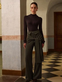Mid-Waist Knotted Pants