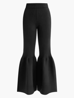Mid-Waist Ruffle Sweater Pants