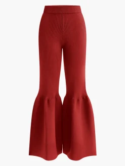 Mid-Waist Ruffle Sweater Pants