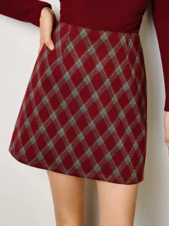 Mid-Waist Tweed Zipper Skirt