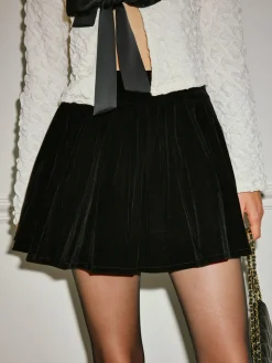 Mid-Waist Umbrella Shape Pleated Skirt