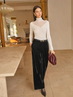 Mid-Waist Velvet Pants Without Belt