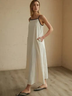 Minimalism Contrast Trim Long Dress
