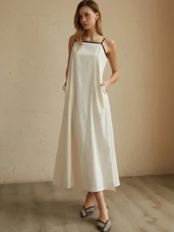 Minimalism Contrast Trim Long Dress