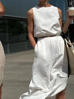 Minimalism Solid Split Pants Set