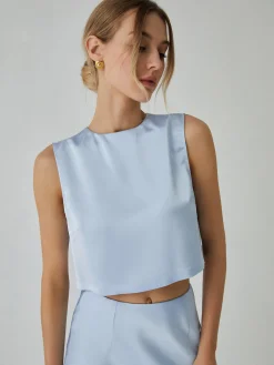 Minimalism Stain Split Cropped Top