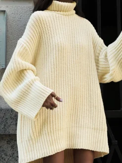 Minimalism Turtleneck Short Sweater Dress