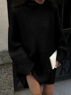 Minimalism Turtleneck Short Sweater Dress