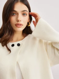 Minimalist Button Split Cardigan