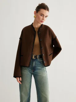 Minimalist Contrast Trim Tweed Jacket