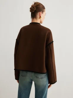 Minimalist Contrast Trim Tweed Jacket