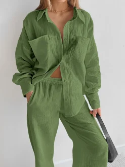Minimalist Cotton Two Piece Pants Set