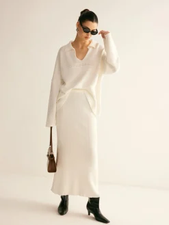 Minimalist Knit Midi Skirt Set