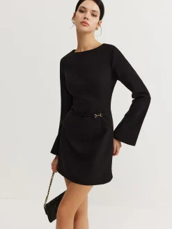 Minimalist Long Sleeve Belted Dress