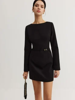 Minimalist Long Sleeve Belted Dress