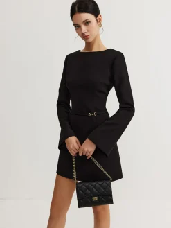 Minimalist Long Sleeve Belted Dress