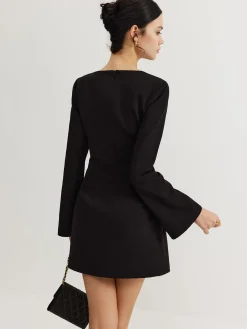 Minimalist Long Sleeve Belted Dress