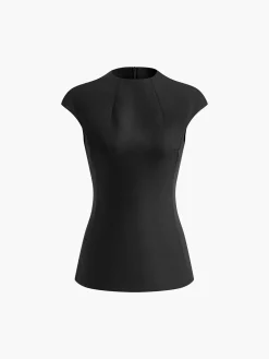 Minimalist Piping Corset Zipper Blouse
