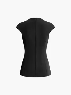Minimalist Piping Corset Zipper Blouse