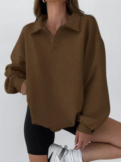 Minimalist Plain Polo Sweatshirt