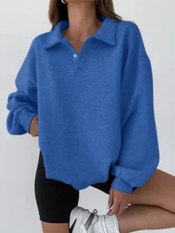 Minimalist Plain Polo Sweatshirt