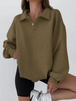 Minimalist Plain Polo Sweatshirt
