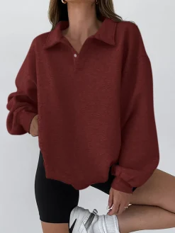 Minimalist Plain Polo Sweatshirt