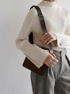 Minimalist Plain Ribbed Sweater
